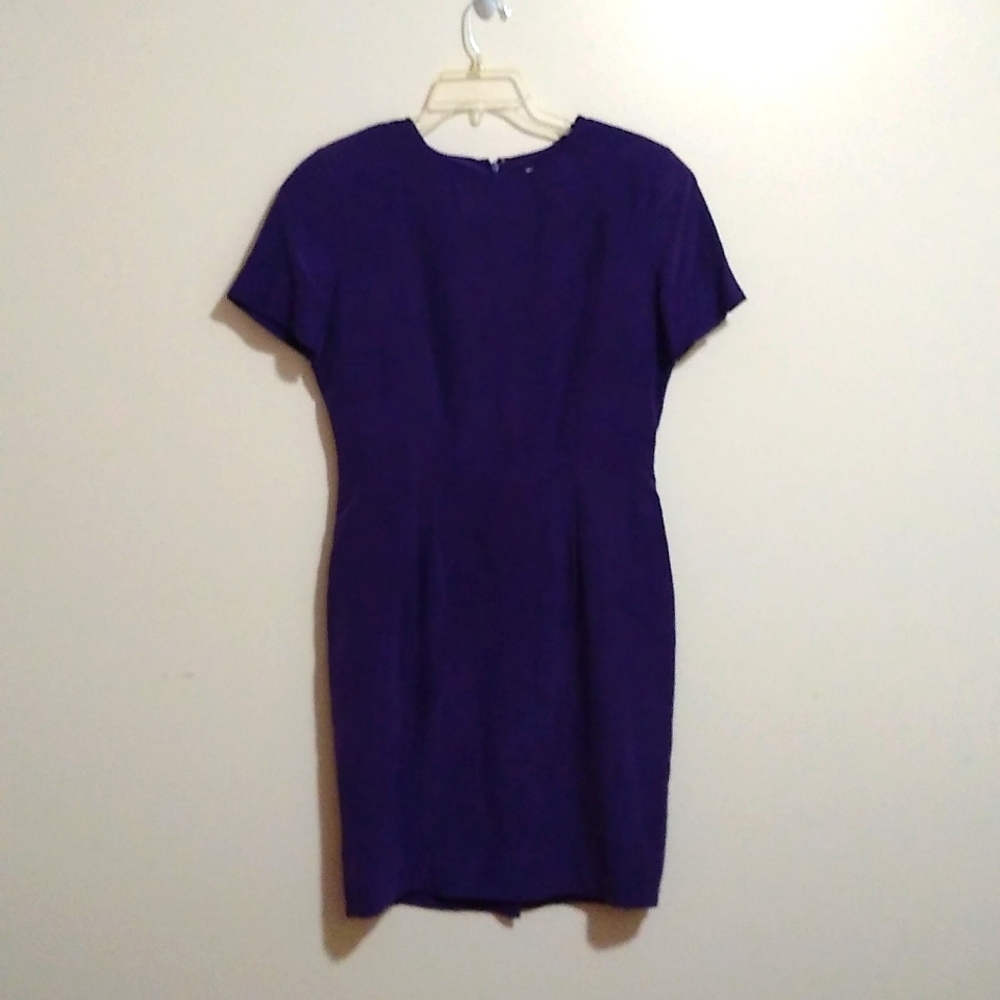 Vintage Papell Too 100%Silk Women's Dress 10 Lined Full Short Sleeve
